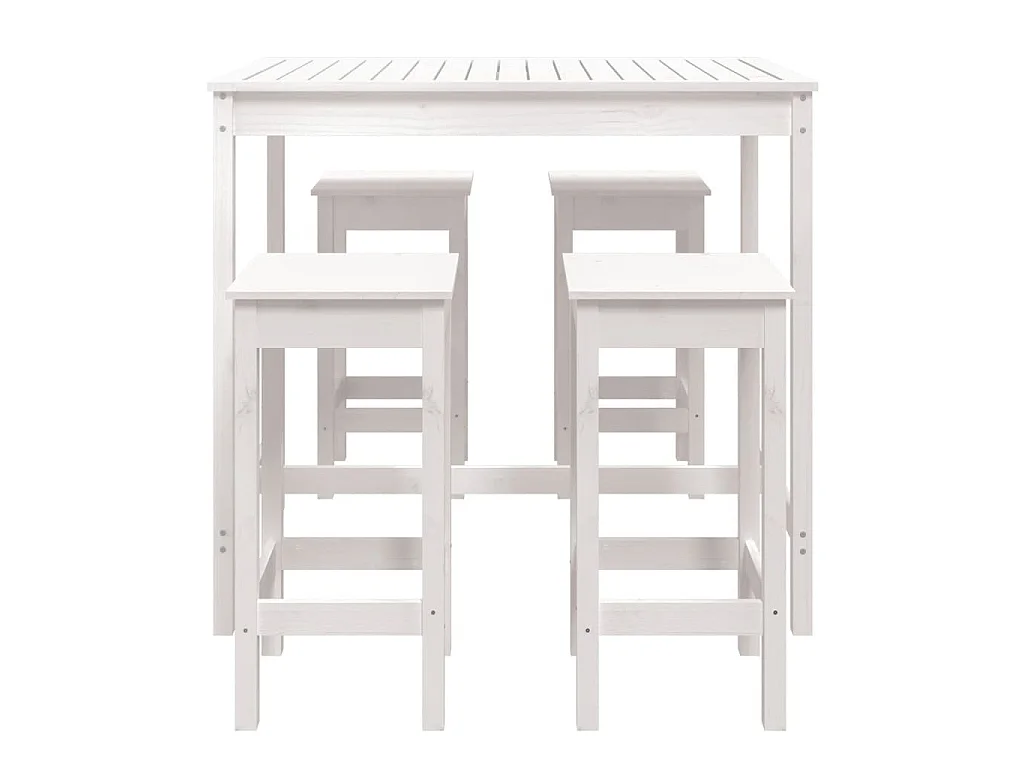 Set Bar da Giardino 5 pz Bianco in Legno Massello di Pino