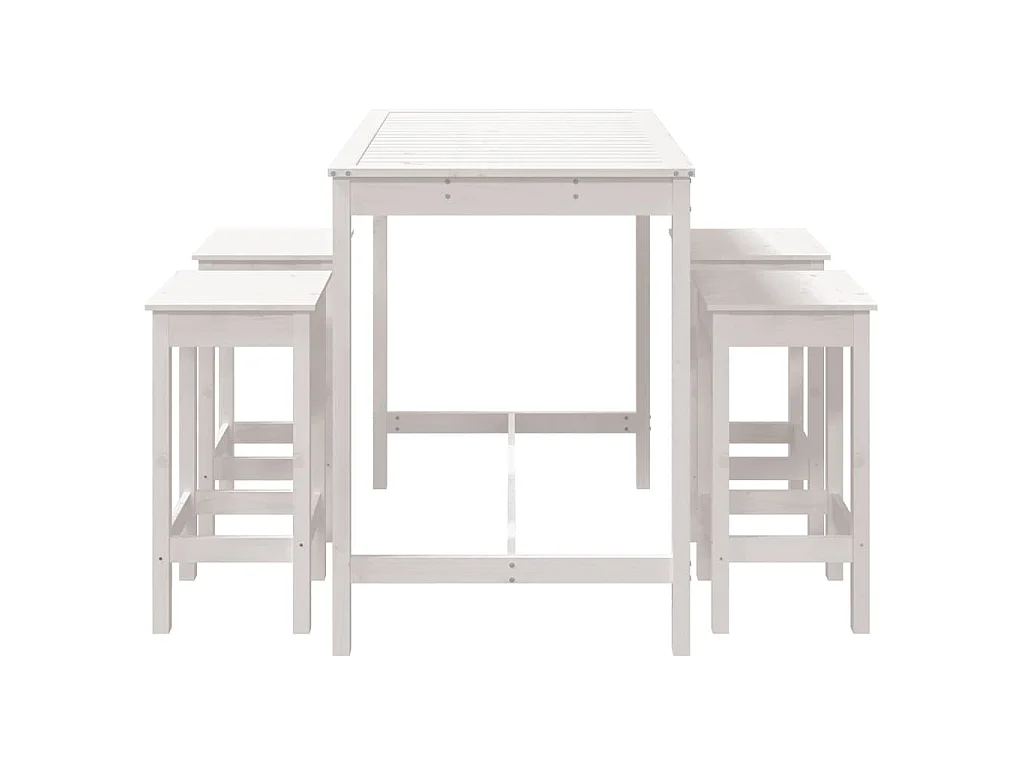 Set Bar da Giardino 5 pz Bianco in Legno Massello di Pino