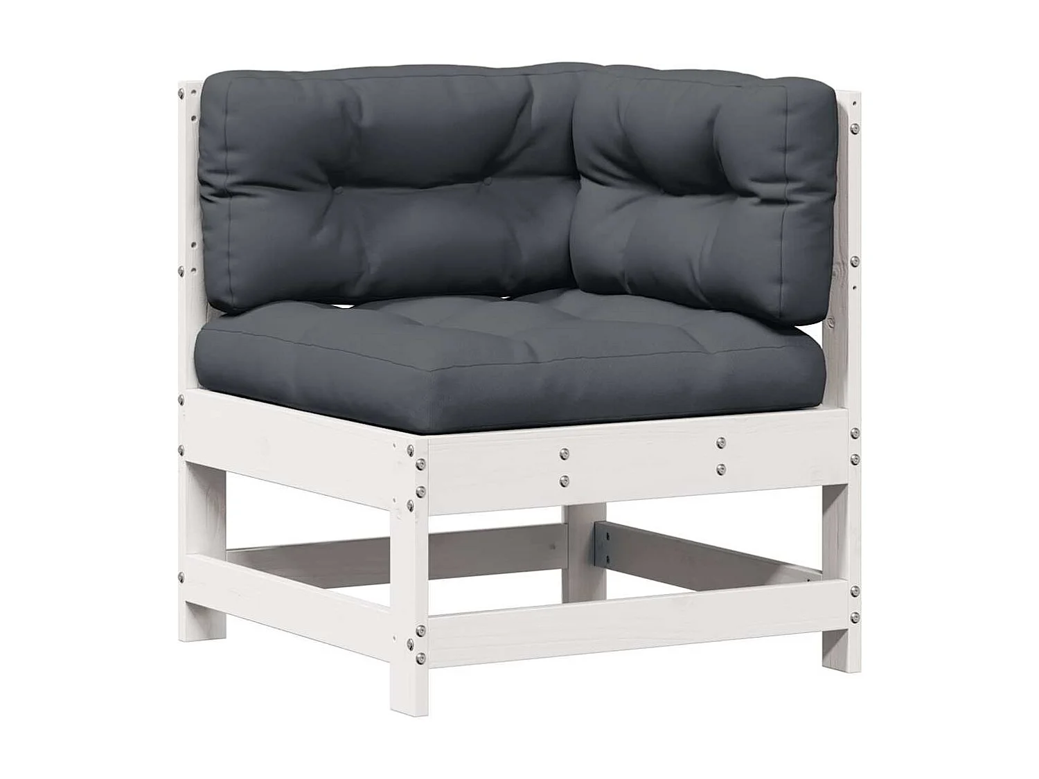 3-tlg. Garten-Lounge-Set mit Kissen Weiß Massivholz Kiefer