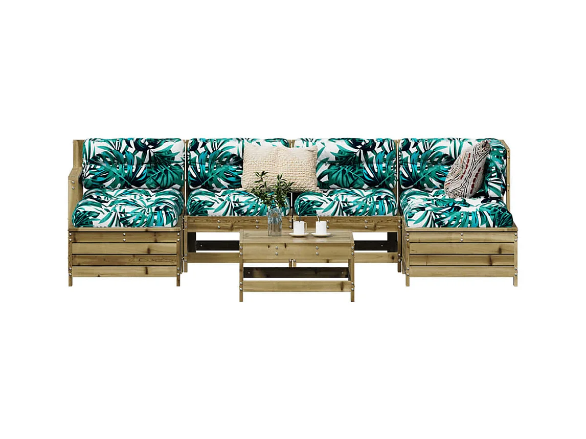 Set Divani da Giardino 7 pz in Legno Impregnato di Pino