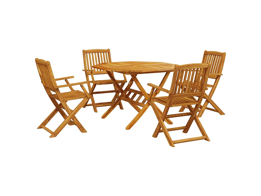 Set de comedor de jardín plegable 5 pzas madera maciza acacia