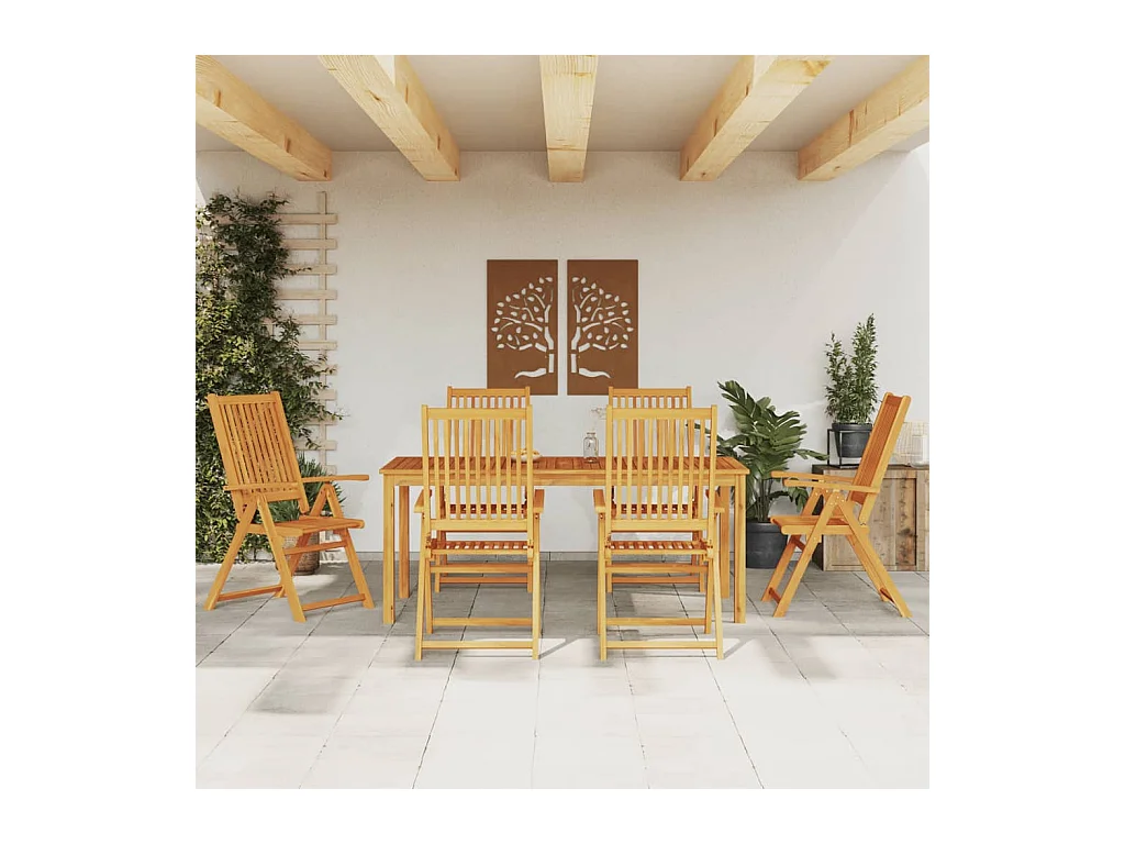 Ensemble à manger de jardin 7 pcs Bois d'acacia solide