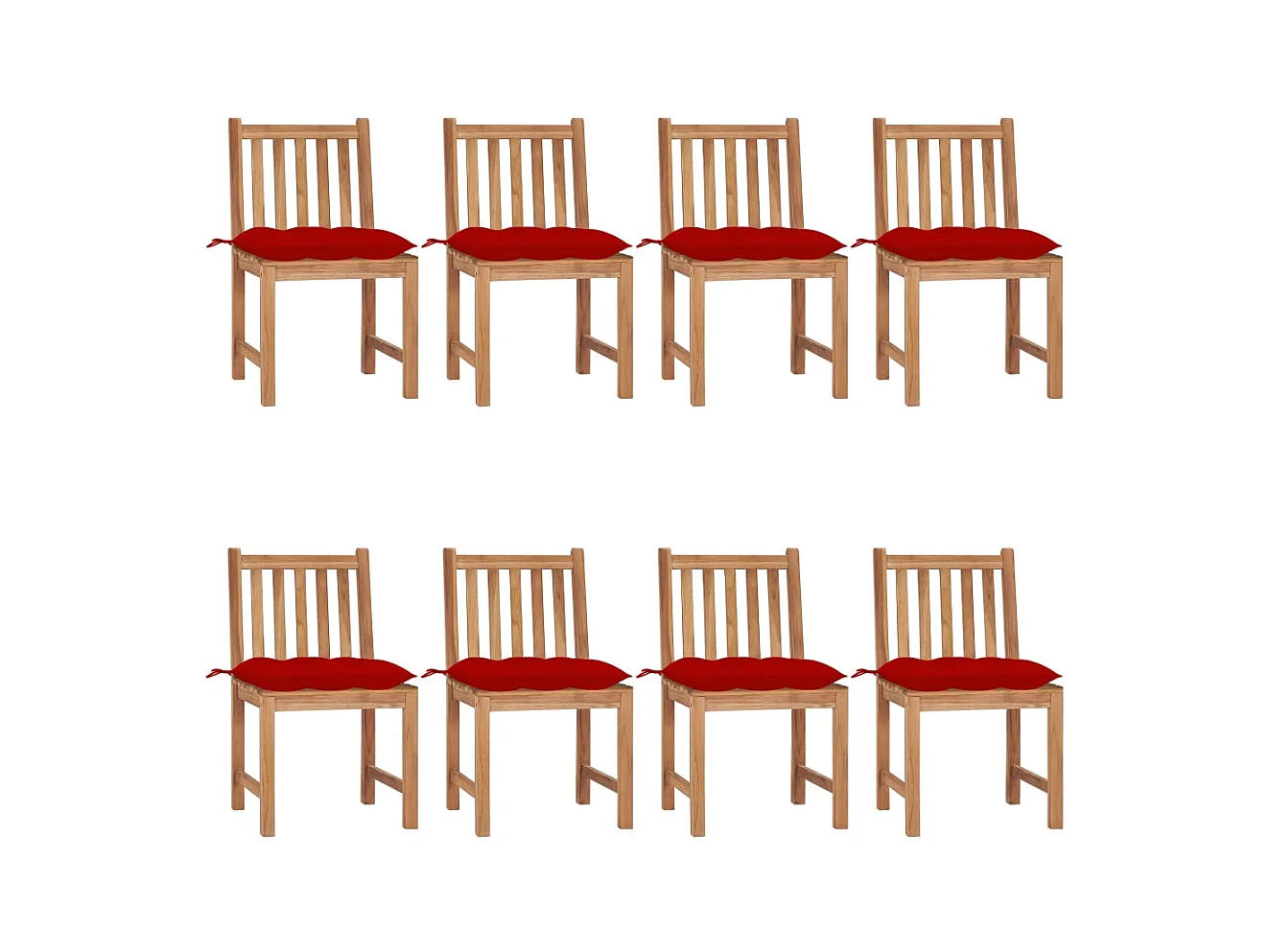 Chaises de jardin lot de 8 avec coussins Bois de teck massif