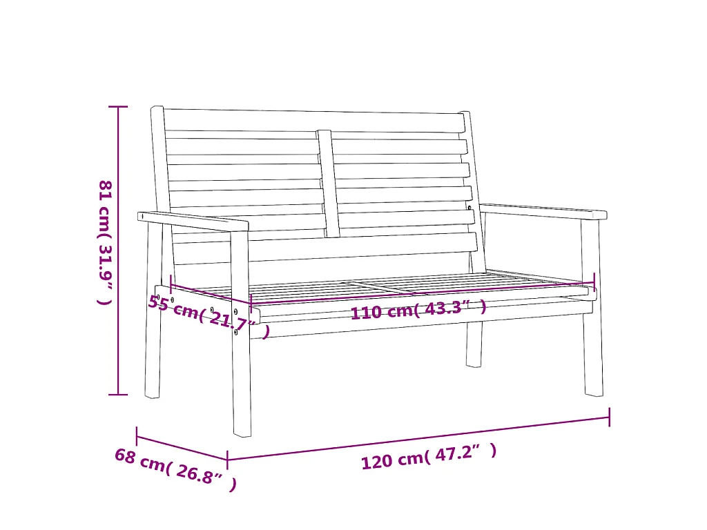 3-tlg. Garten-Lounge-Set Massivholz Akazie