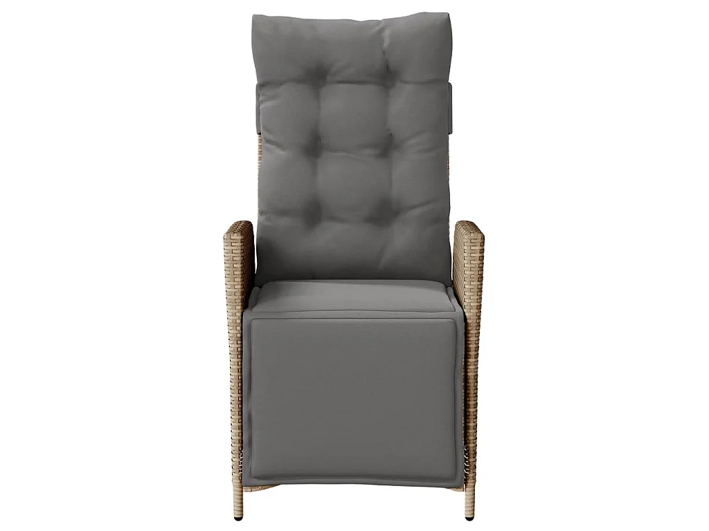 Sillón reclinable de jardín con reposapiés ratán PE beige mixto