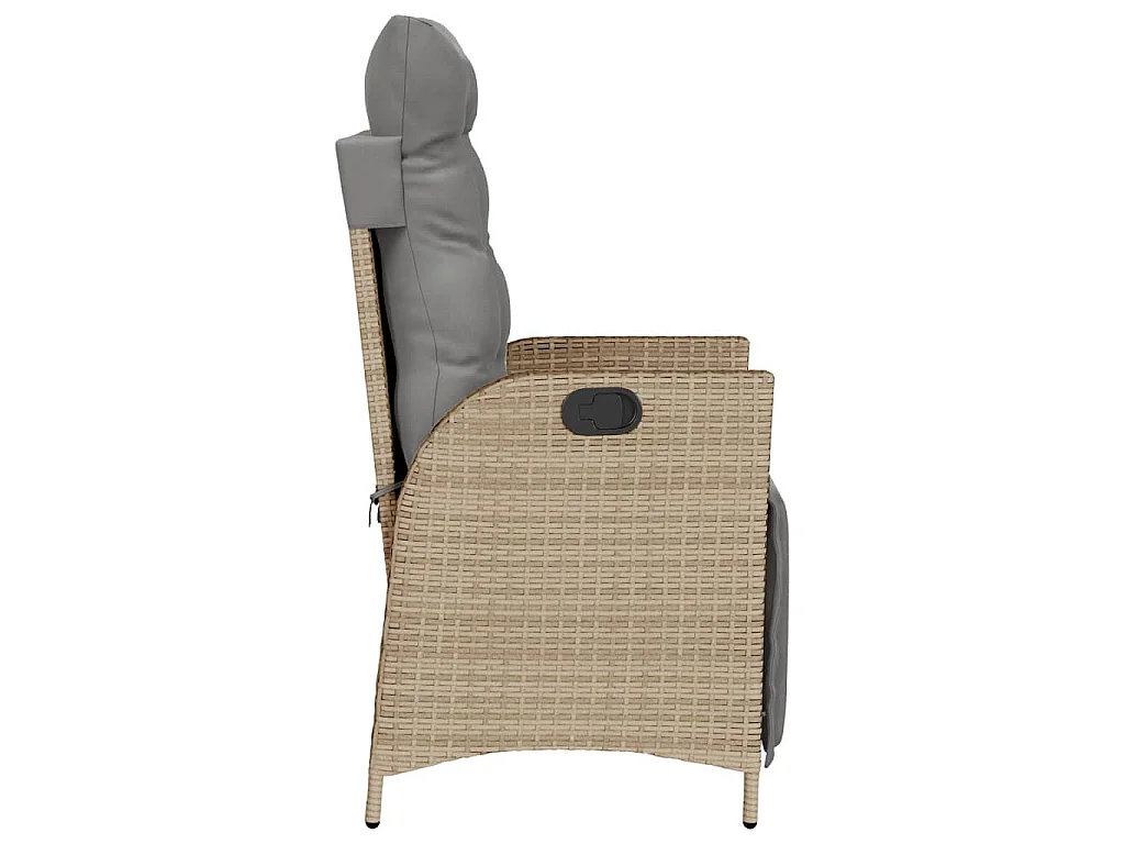 Sillón reclinable de jardín con reposapiés ratán PE beige mixto