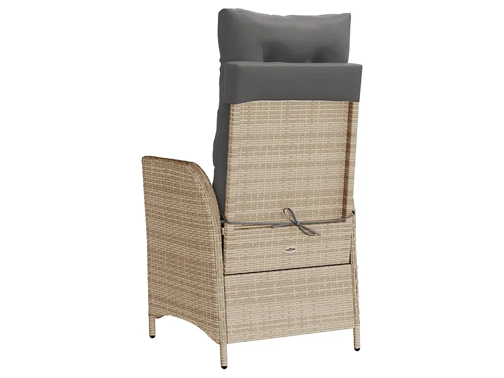 Sillón reclinable de jardín con reposapiés ratán PE beige mixto
