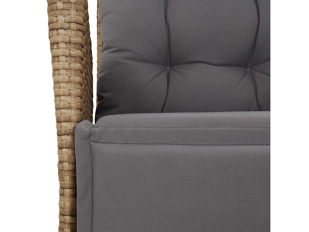 Sillón reclinable de jardín con reposapiés ratán PE beige mixto
