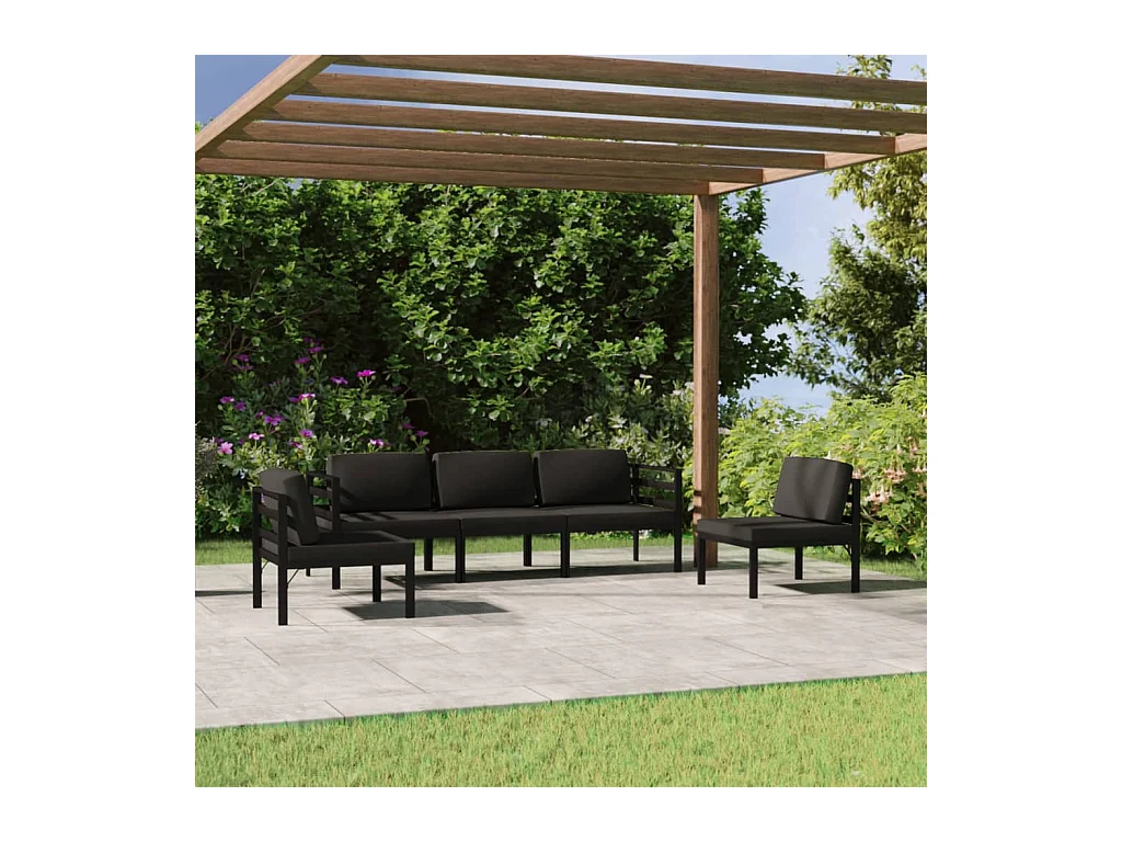 Salon de jardin 5 pcs avec coussins Aluminium Anthracite