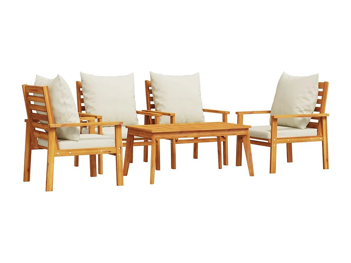 5-tlg. Garten-Lounge-Set mit Kissen Massivholz Akazie