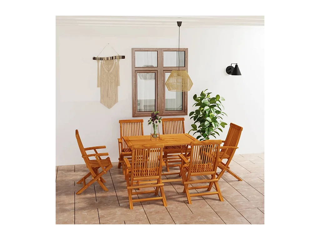 Salon de jardin 7 pcs Bois de teck massif