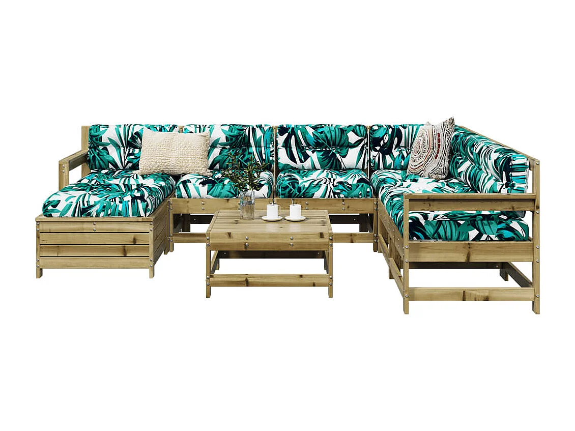 8-tlg. Garten-Sofagarnitur Kiefernholz Imprägniert