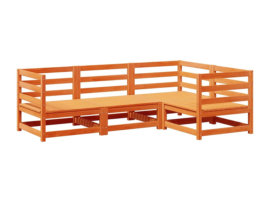 4-tlg. Garten-Sofagarnitur Wachsbraun Massivholz Kiefer