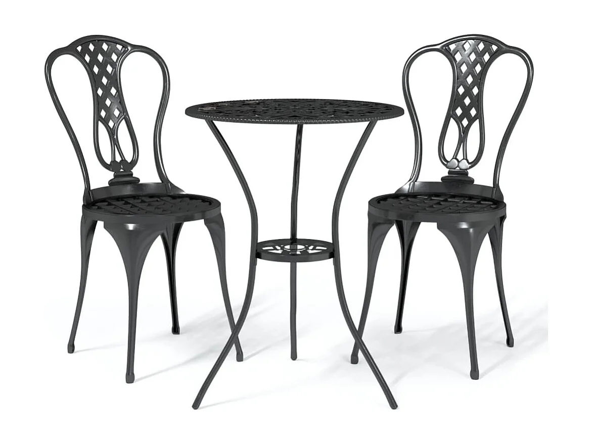 Ensemble de bistro 3 pcs Aluminium coulé Noir