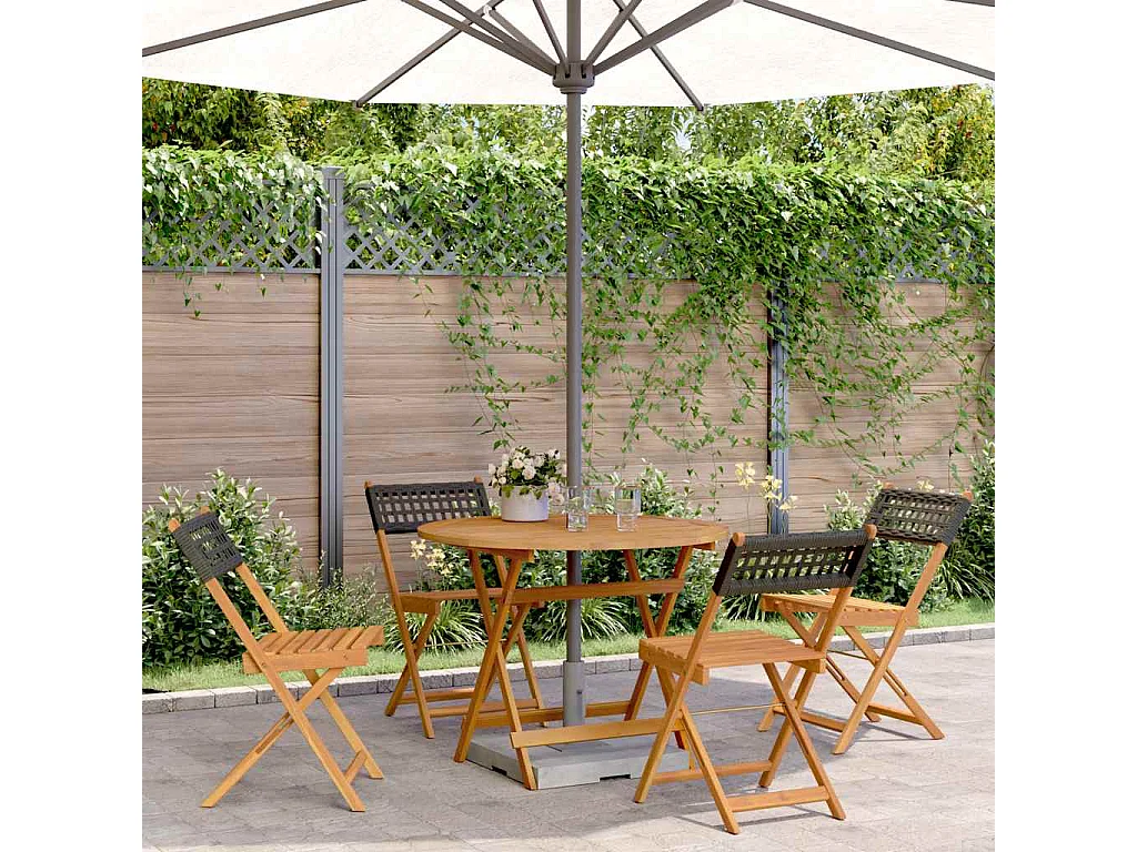 Ensemble à manger de jardin 5 pcs résine tressée et bois massif