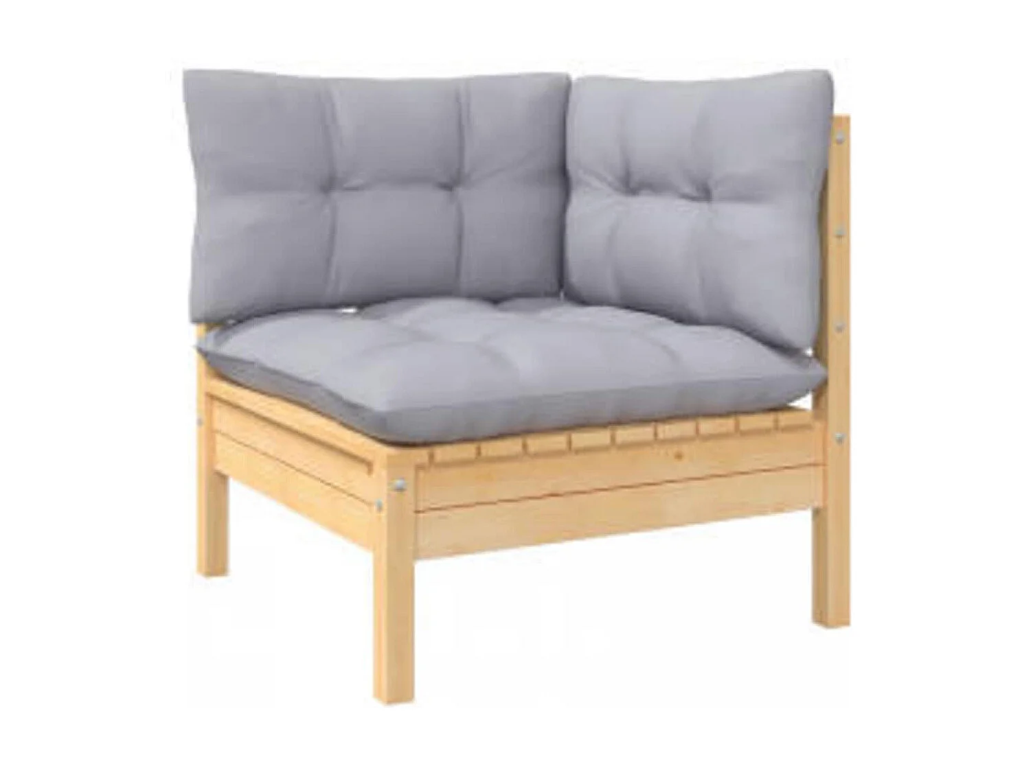 4 pcs conjunto lounge de jardim c/ almofadões cinzentos pinho