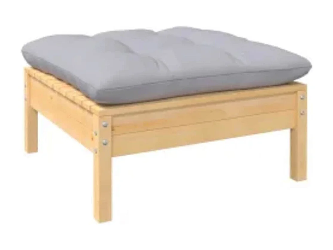 4 pcs conjunto lounge de jardim c/ almofadões cinzentos pinho