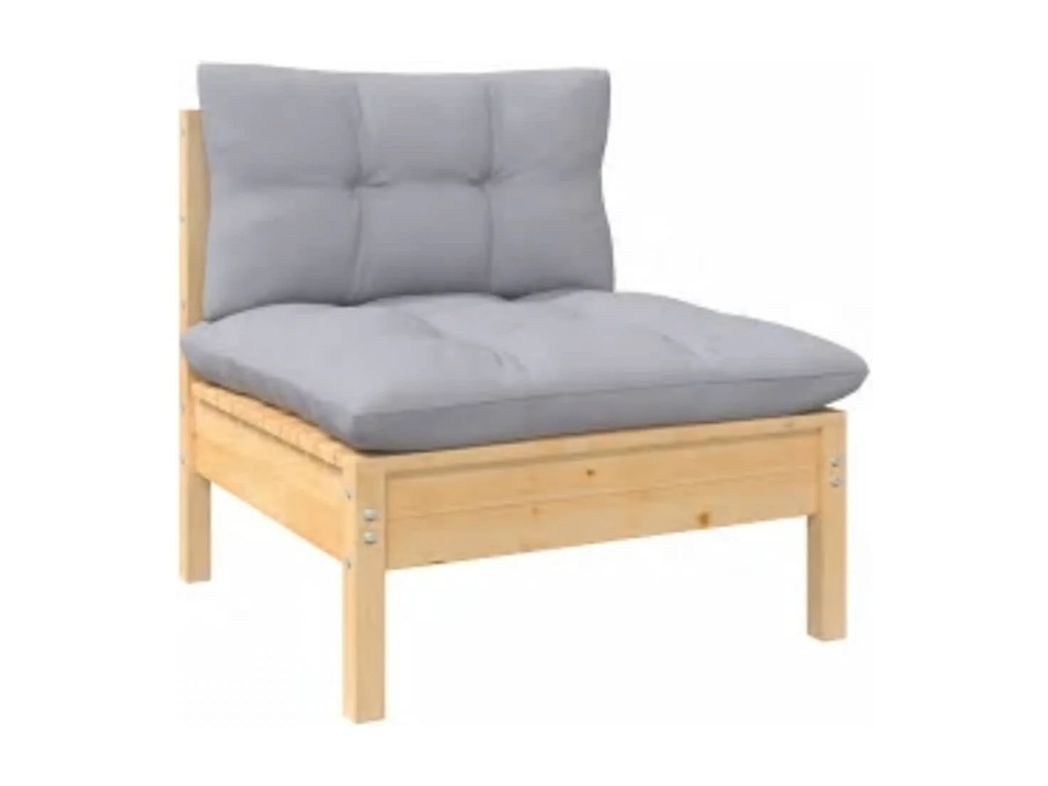 4 pcs conjunto lounge de jardim c/ almofadões cinzentos pinho