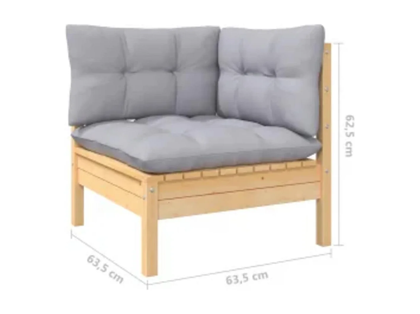 4 pcs conjunto lounge de jardim c/ almofadões cinzentos pinho