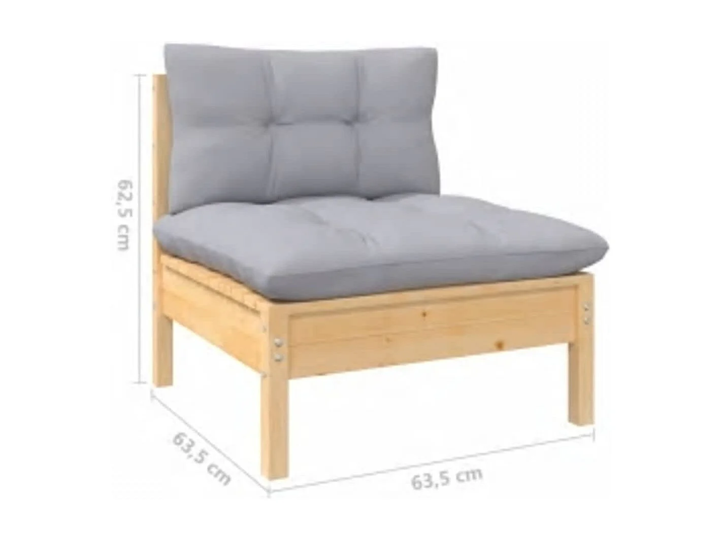 4 pcs conjunto lounge de jardim c/ almofadões cinzentos pinho