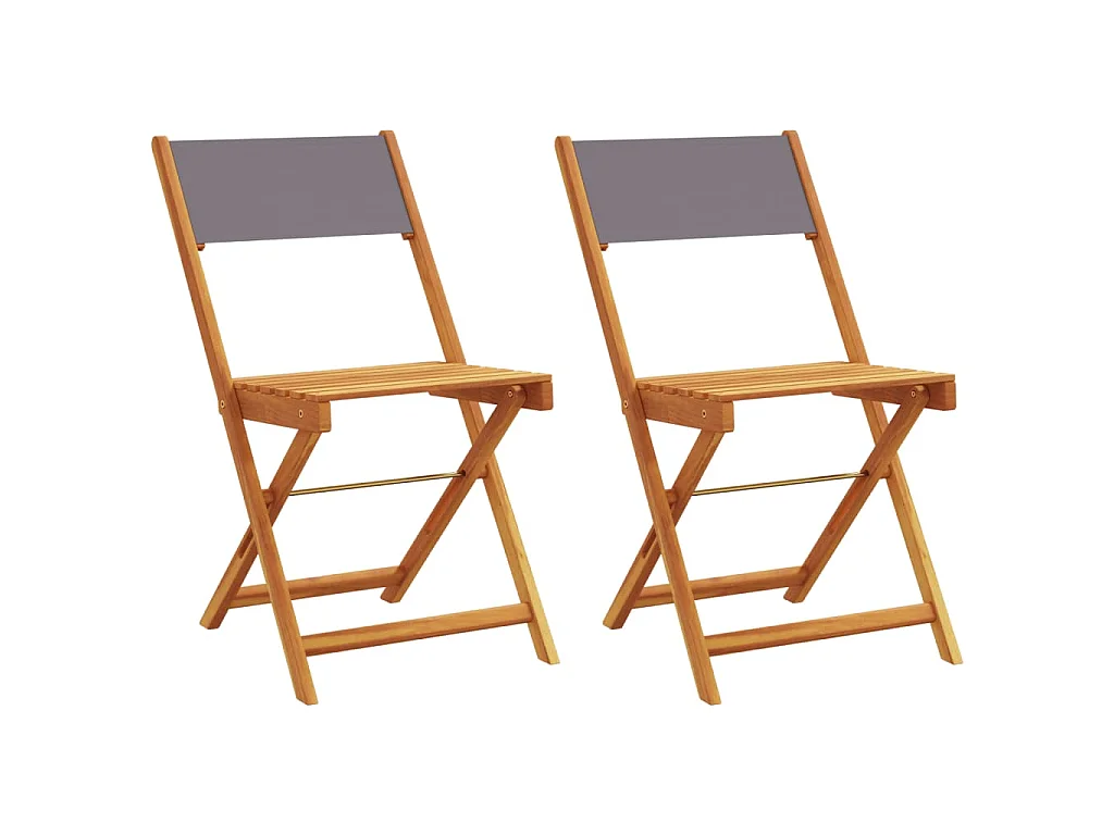 Sedie da Bistrò 2pz Antracite Legno Massello Acacia e Tessuto