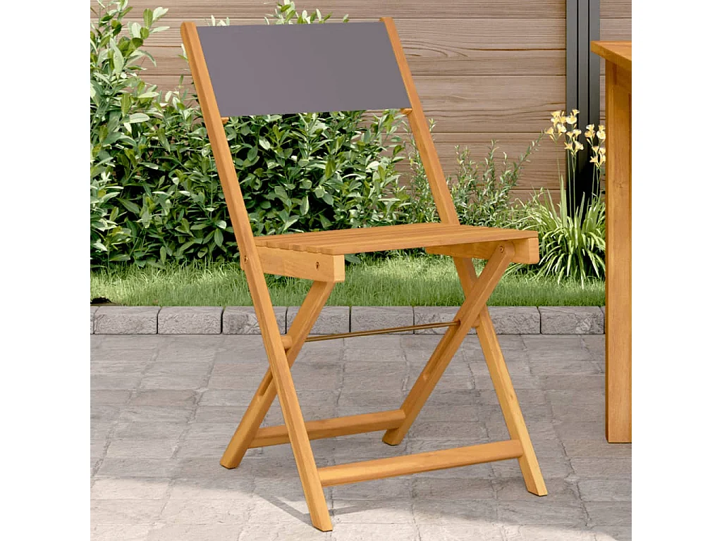 Sedie da Bistrò 2pz Antracite Legno Massello Acacia e Tessuto