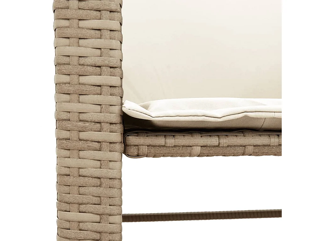 Canapé de jardin 2 places avec table et tabourets beige rotin