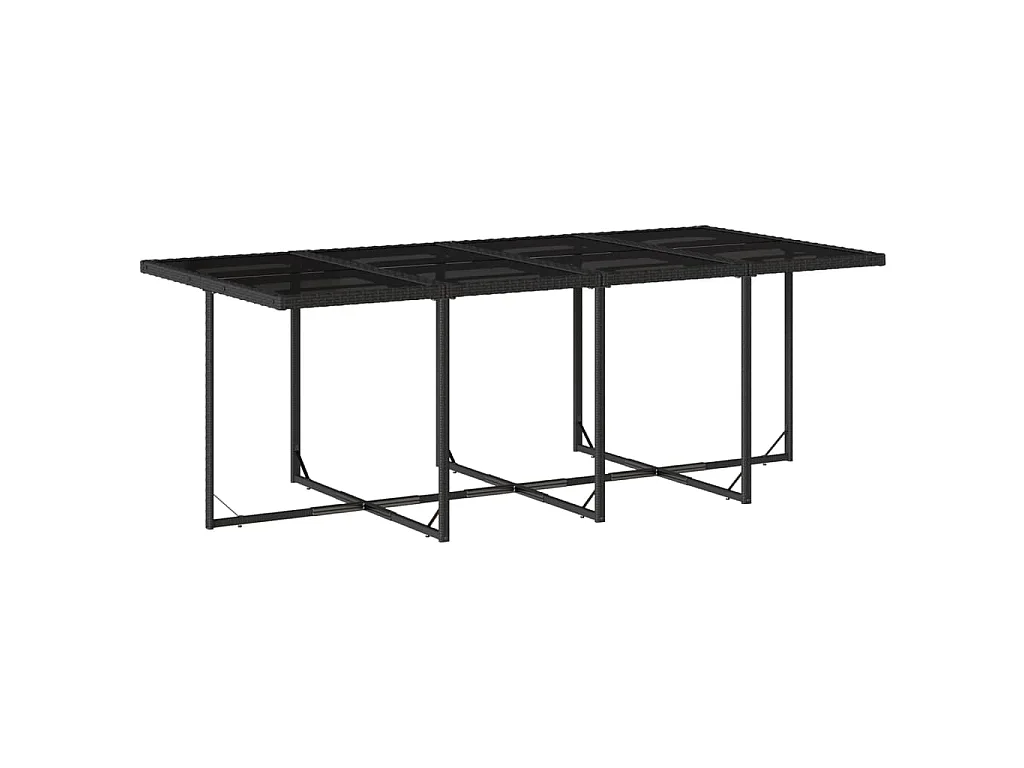 Set da Pranzo da Giardino 9 pz con Cuscini Nero in Polyrattan