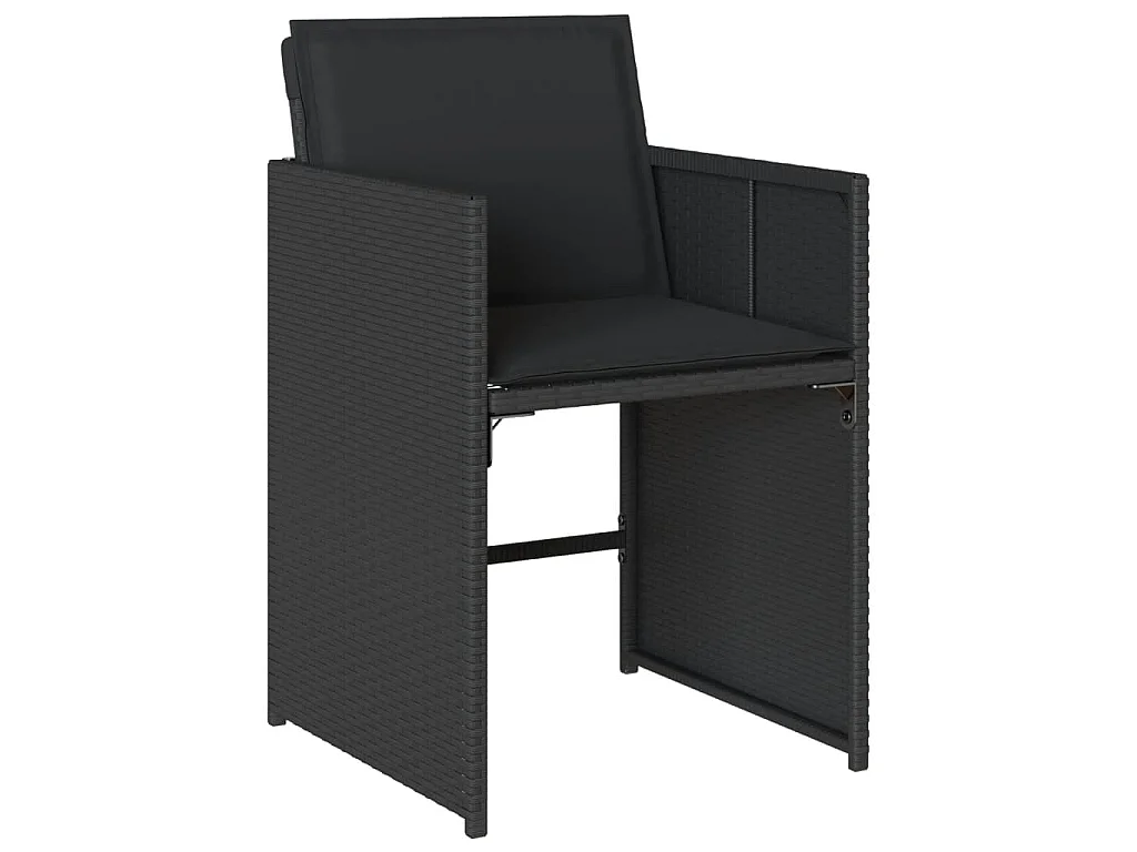 Set da Pranzo da Giardino 9 pz con Cuscini Nero in Polyrattan
