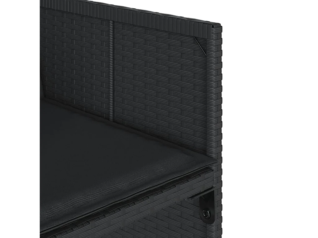 Set da Pranzo da Giardino 9 pz con Cuscini Nero in Polyrattan
