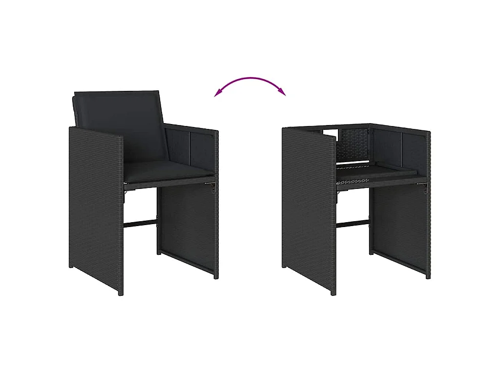 Ensemble à manger de jardin 9pcs coussins noir résine tressée
