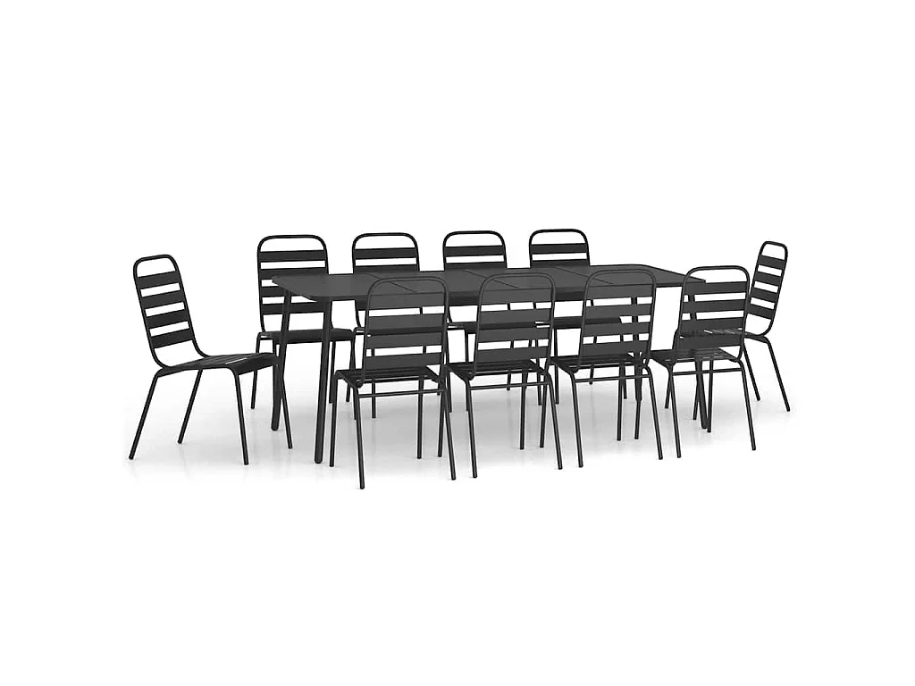 Set da Pranzo da Giardino 11 pz in Acciaio Antracite