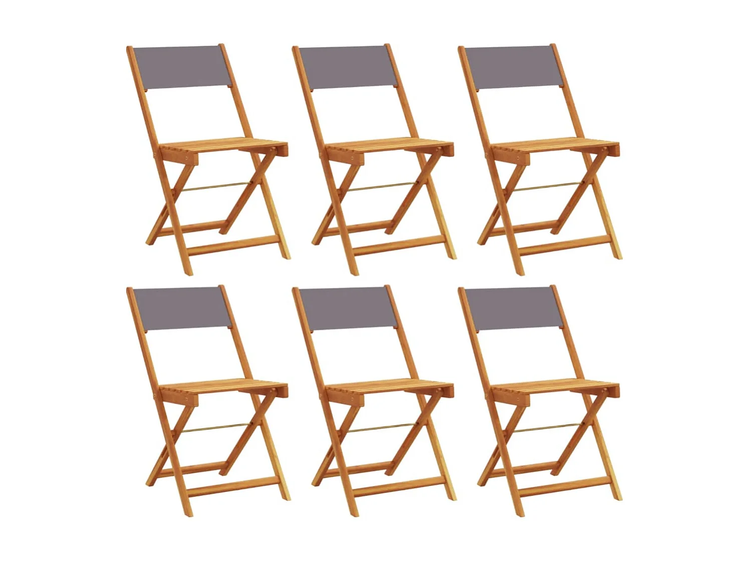 Chaises de jardin pliantes lot de 6 tissu et bois massif