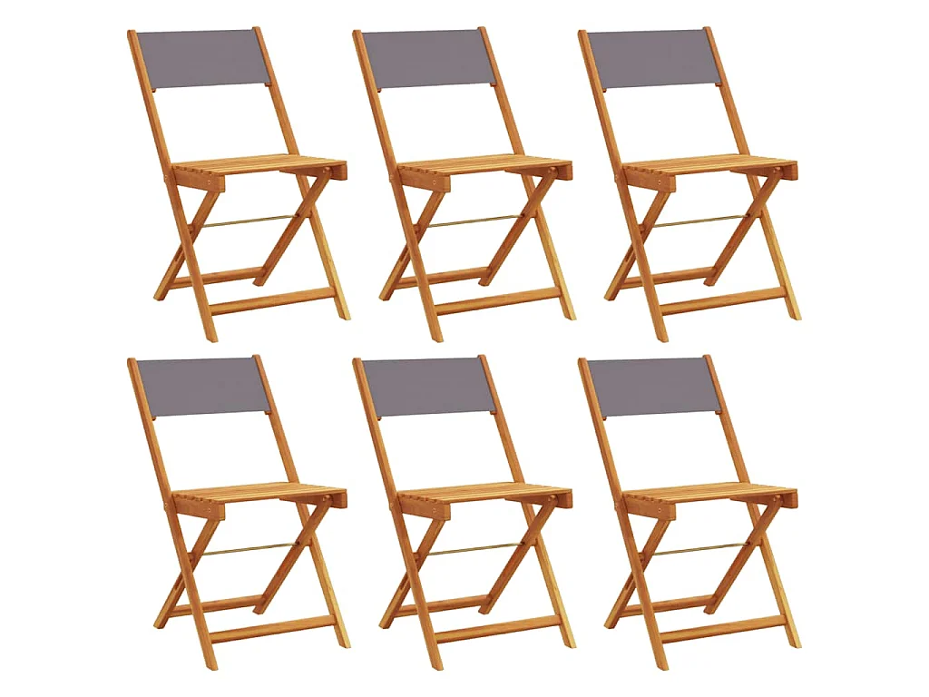 Klapstoelen set van 6 stuks, antracietkleurige stof en massief hout.