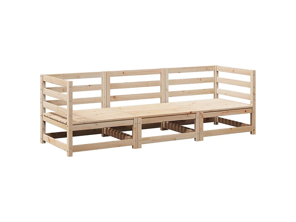 Set Divani da Giardino 3 pz in Legno Massello di Pino