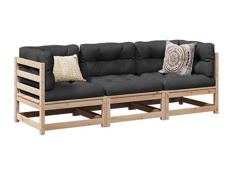 3-tlg. Garten-Sofagarnitur Massivholz Kiefer