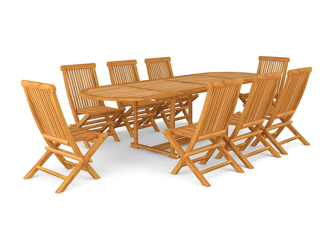 Ensemble à manger de jardin 9 pcs Bois de teck massif