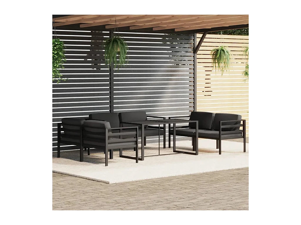 Salon de jardin 7 pcs avec coussins Aluminium Anthracite