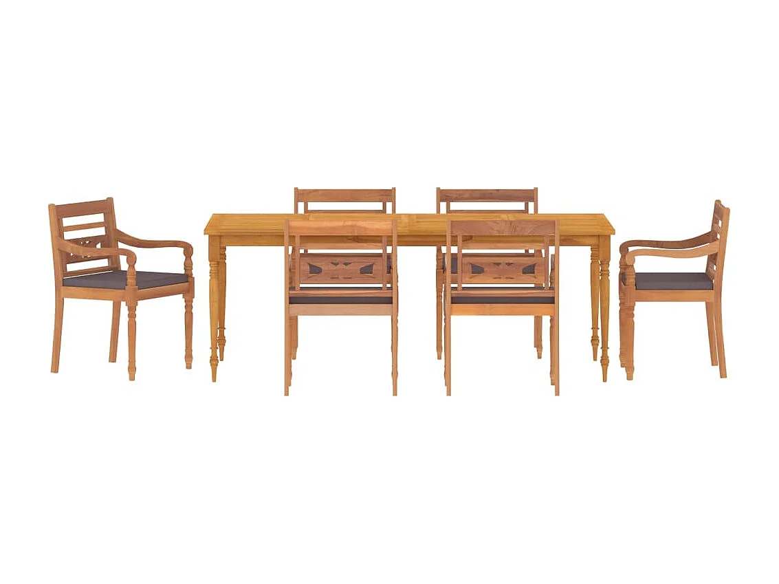 Ensemble à manger de jardin avec coussins gris foncé 7 pcs