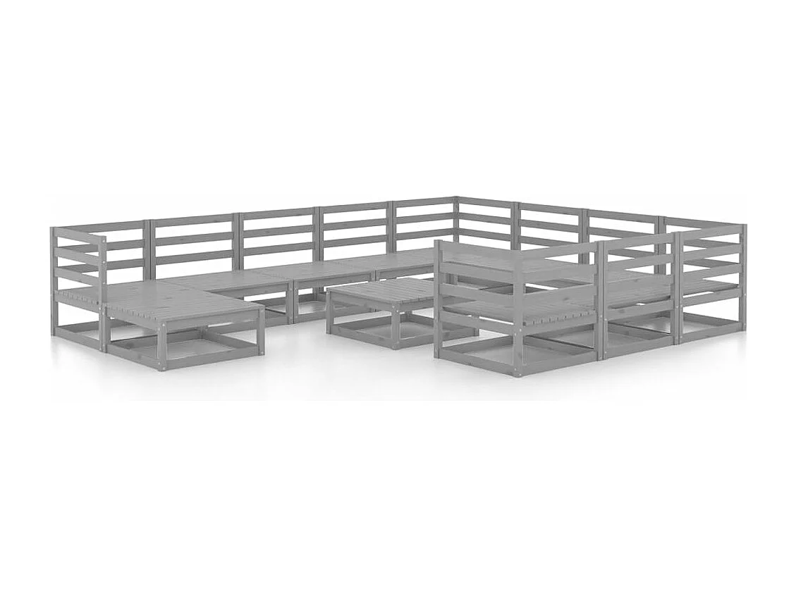 Salon de jardin 12 pcs bois de pin massif
