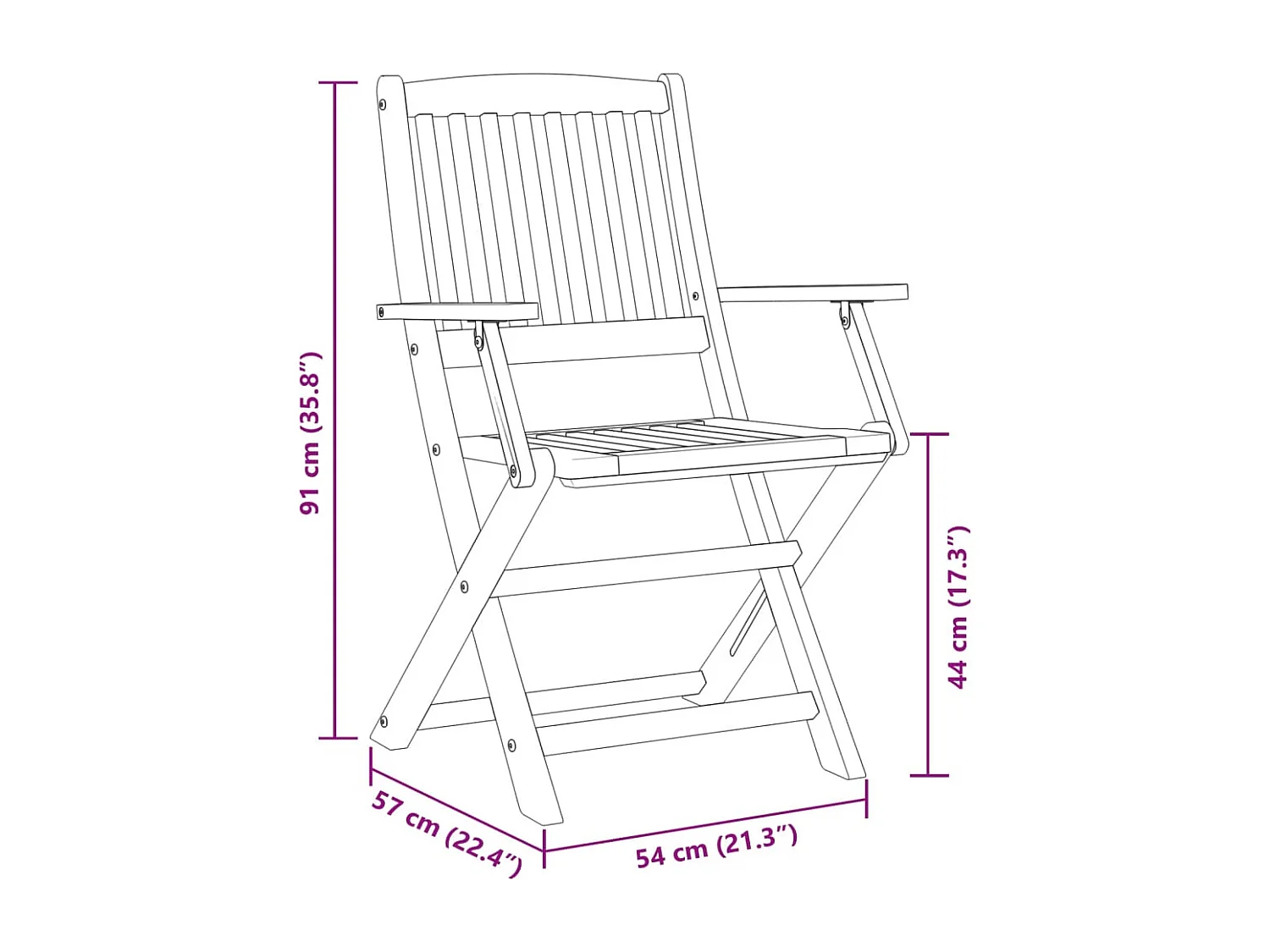 Set Bistrò Pieghevole 3pz in Legno Massello di Acacia