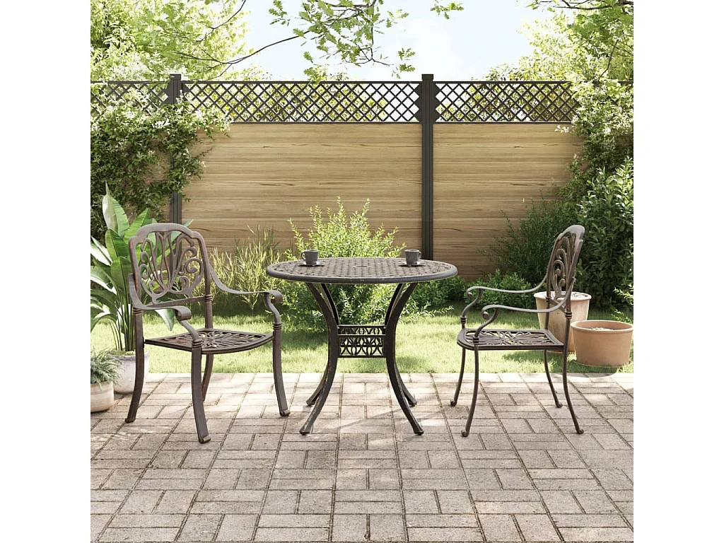 Ensemble de bistrot 3 pcs bronze aluminium coulé