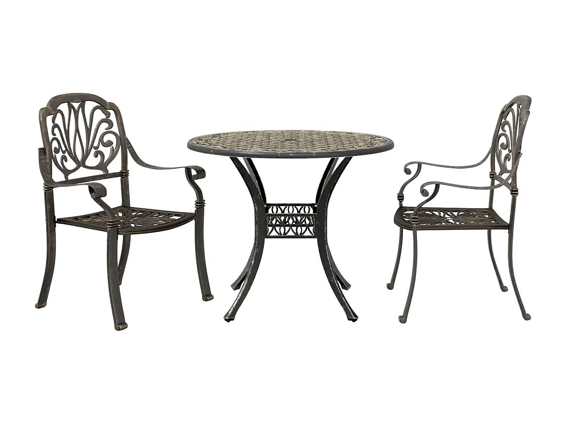 Ensemble de bistrot 3 pcs bronze aluminium coulé