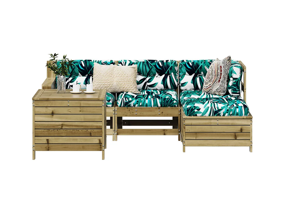 Set Divani da Giardino 5 pz in Legno Impregnato di Pino