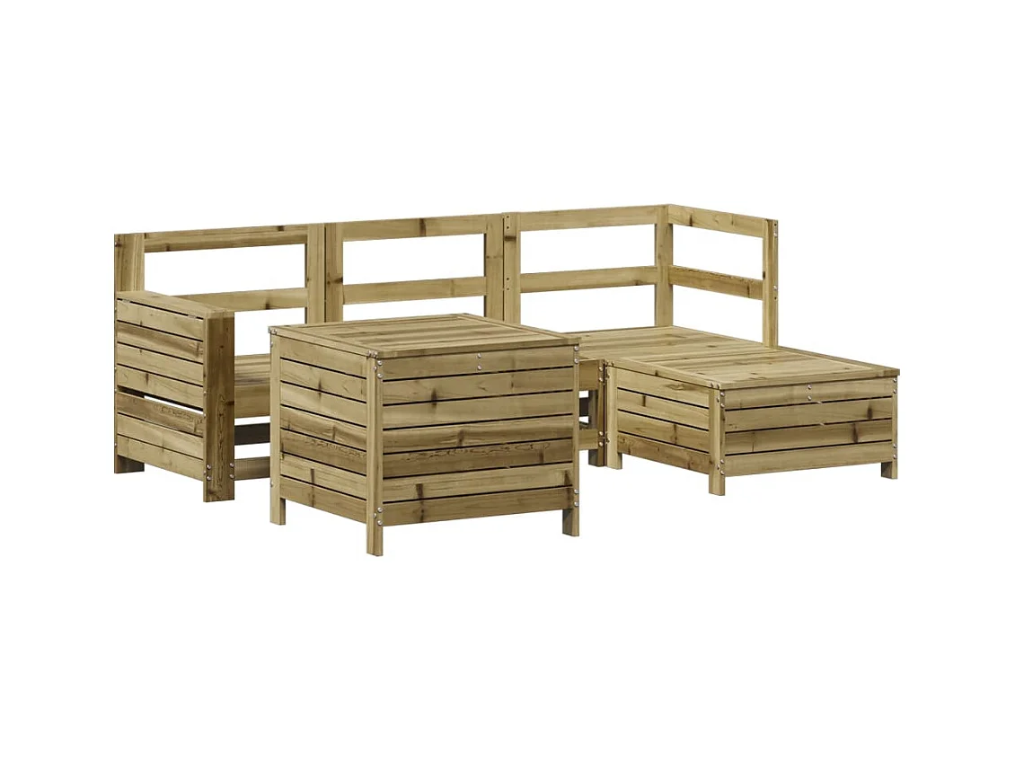Set Divani da Giardino 5 pz in Legno Impregnato di Pino