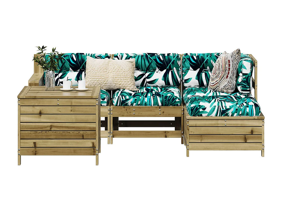 5 pcs conjunto de sofás para jardim madeira de pinho impregnada