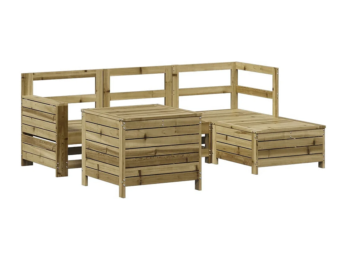 5 pcs conjunto de sofás para jardim madeira de pinho impregnada