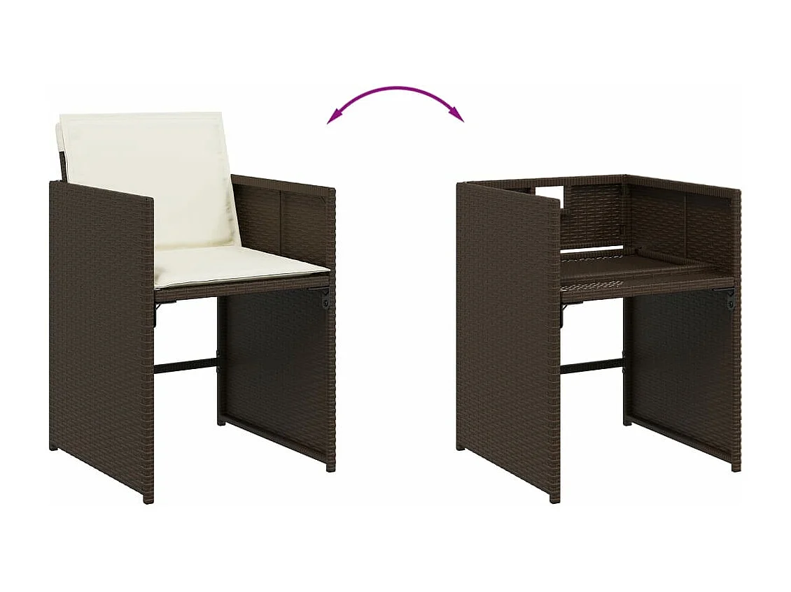 5-tlg. Garten-Essgruppe mit Kissen Braun Poly Rattan