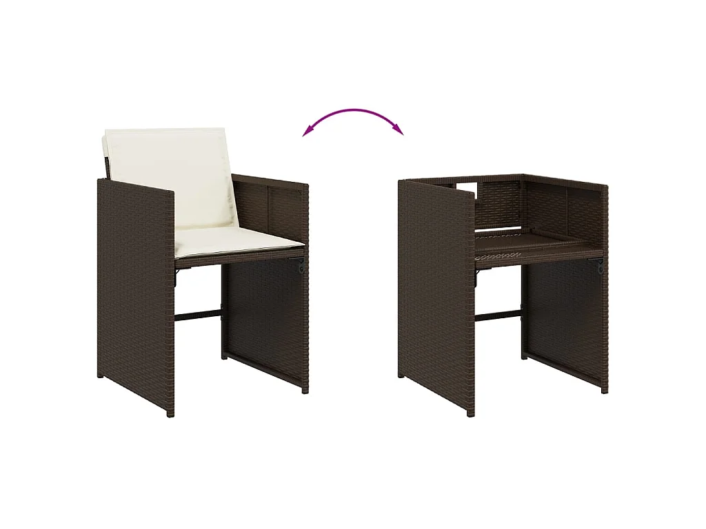 5-delige Tuinset met kussens poly rattan bruin