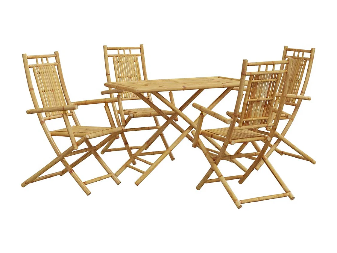 Ensemble à manger de jardin 5 pcs bambou